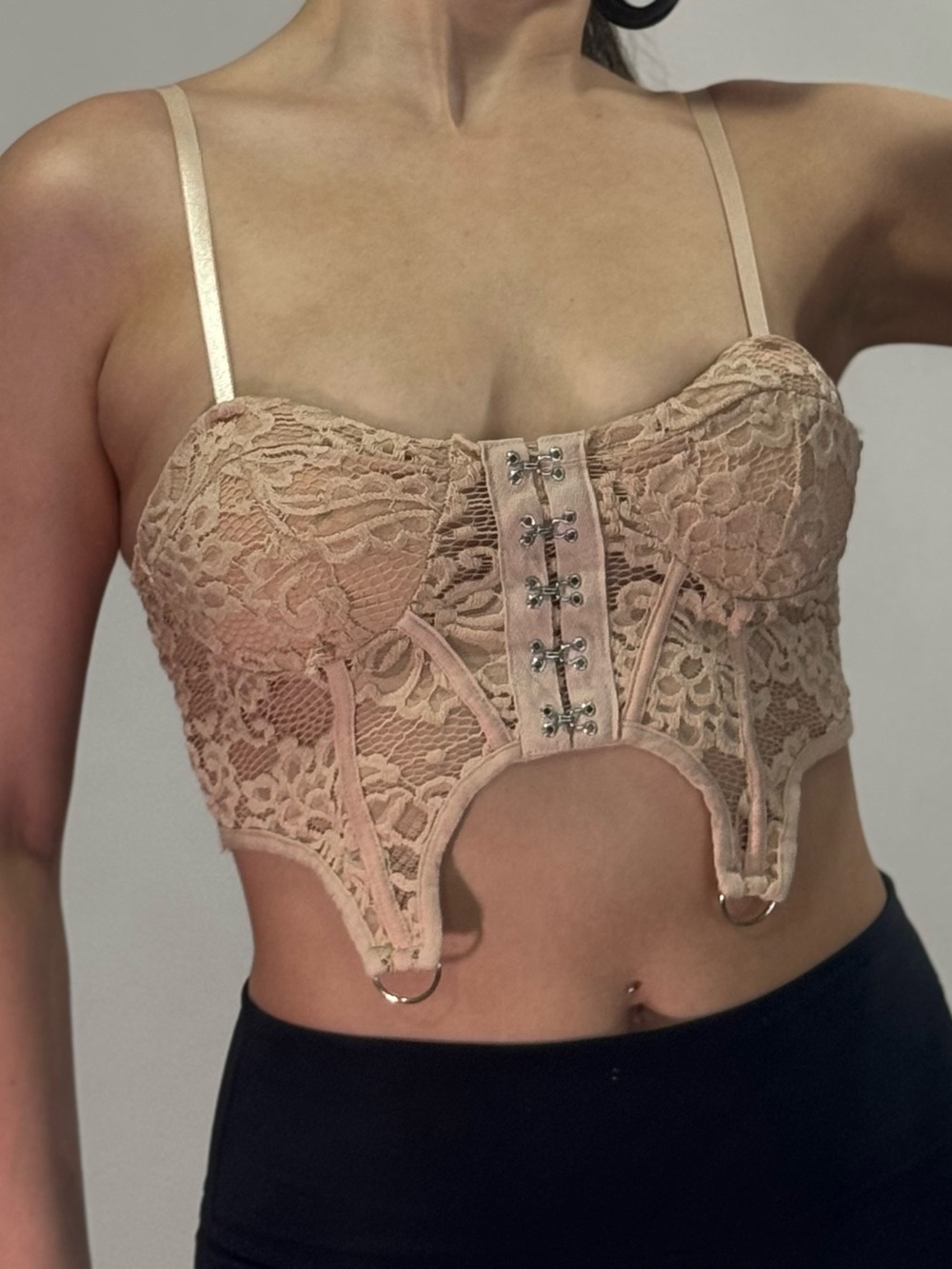 Lace Bustier Corset Crop Top - Soft Pink Nude